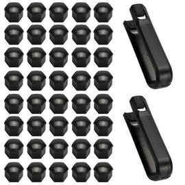 KOQAIIZ Pack of 40 Wheel Nut Caps, Wheel Bolt Caps, Wheel Bolt Caps, 17 mm, Hexagonal Tyre Nut Covers with 2 Removal Tool Set for Cars