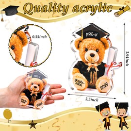 Jetec 2025 Kindergarten Graduation Gift Kindergarten Acrylic Bear Graduation Keepsake Paperweight with Graduation Certificate Student Customized Gift Decoration Graduation Party Favor (Pre-k)