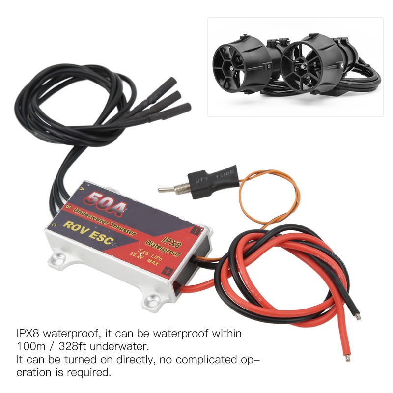 50A RC Brushless ESC 2‑6S IPX8 Waterproof Electronic Speed Controller