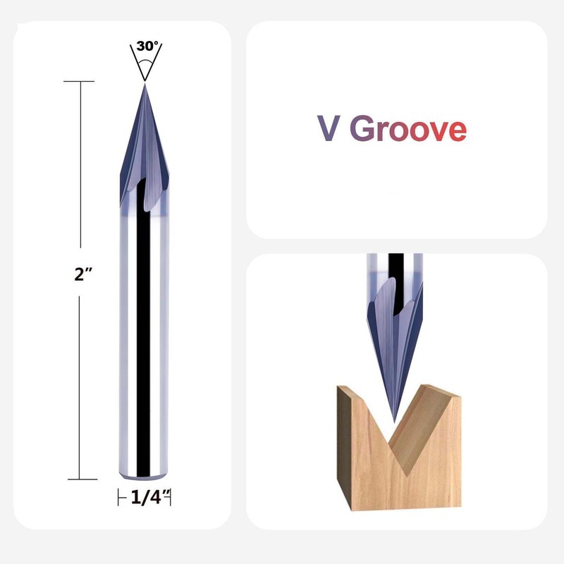 SpeTool 30 Degree V Groove Router Bit with Tiain Coated1/4