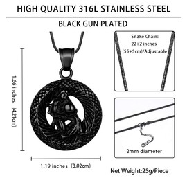 Aquarius Necklace Zodiac Pendant for Men - Constellation Zodiac Star Sign Horoscope Pendant 316L Stainless Steel Black Gun Plated Astrology Birthday Gifts Mens/Women Jewelry SP0057P