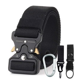 Jasonwell Cinturón Táctico de Estilo Militar Correa de Cintura de Nylon de Alta Resistencia Cinturón de Servicio Pesado con Hebilla de Metal de liberación para Hombre y Mujere Militar Mosquetón Gancho