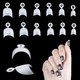 600PCS French Tip False Nails, 12 Sizes French Style Nail DIY Tip Half Cover Oval Short Free Cutting False Artificial for Nail Salons(Natural Color)