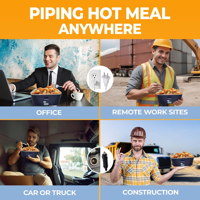 FORABEST Heated Lunch Box – 80W Electric Lunch Box for