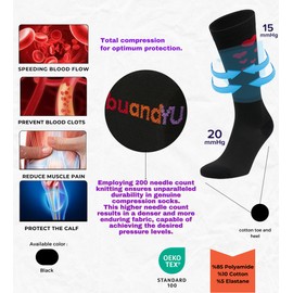 buandyu Compression Socks For Women Travel Running,Athletic Nurses Pregnancy 15-20 mmHg Knee High Medical Socks Hearts Form (US, Numeric, 5.5, 9.5, Regular, Regular, 2 Pack, Black and Red)