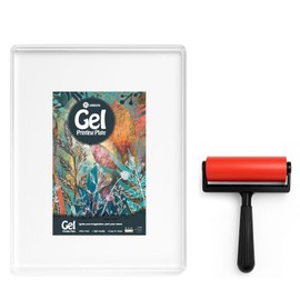 INNOVAYOU 8 * 10inch Gel Plate, Waterproof And Washable Gel Printing Plate with Press Rubber, Suitable for Card Making, Arts And Crafts, Scrapbooking, Diary, Home Decoration