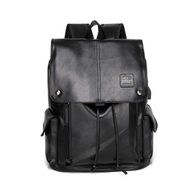 FANDARE Backpack Waterproof PU Daypack with USB Charging Port for 15.6 inch Laptop Teens College Bag Men Field Pack High School Bag Knapsack Outdoor Travel Camping Hiking Rucksack Infantry Pack Black