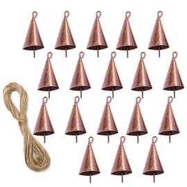 9pcs 18pcs Mini Rustic Vintage Iron Tin Metal Christmas Ornament Jingle Bells for Crafts, Christmas Decorations, Creative Indian Handmade Art Bells (18, Red Copper)