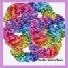 Needles Knots n Bows Rainbow Sequin Scrunchie, Boutique Hair Accessories,