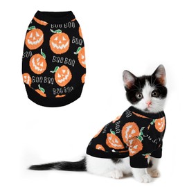 Suéter de Halloween para cachorros, gatos, calabazas, ropa de punto con bonito patrón de boo, chamarra de Halloween para gatitos, perros pequeños, gatos, talla M