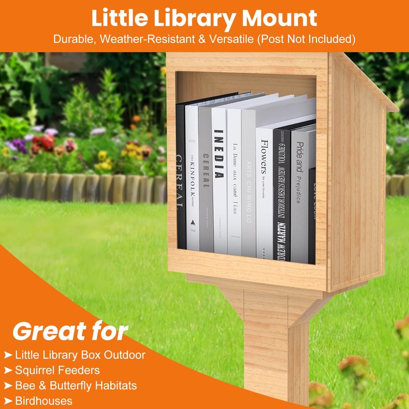 avvkfcmn Little Library Mount – Weather-Resistant Wooden Bracket for Outdoor
