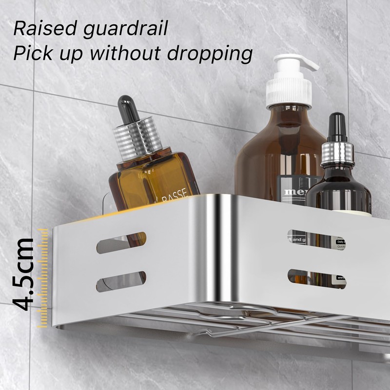Daoun Corner Shower Caddy, Shower Shelf No Drilling, Bathroom Storage
