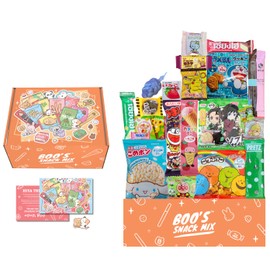 Boo's Snack Mix Asian Mystery Snack Box 25 Pieces; All Snack Size items. Including mochi, caplico, ramune candy, asian jelly ; Variety of Savory & Sweet Snacks Asian Treats