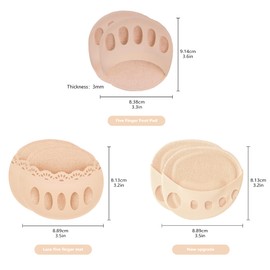 Keroius - 5 pares de almohadillas para orejas de bolas de pies, tela de panal para antepié para almohadillas para orejas metatarsianas, medias para mujer, calcetines invisibles, forro de esponja (paquete 5)