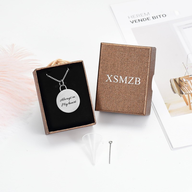 XSMZB Round Memorial Cremation Jewelry for Ashes Always in My