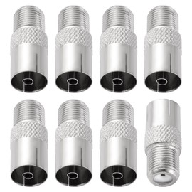 KUOQIY 8 Pieces F Female to RF Female Coaxial Adapter, F-Type Female to TV Female Antenna Adaptor, Nickel-Plated