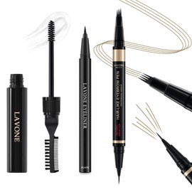 LAVONE Eyebrow Pen Makeup Kit, with Microblading Eyebrow Pencil, Brow Lamination Gel, Eyeliner, Waterproof Eyebrow Kit for Natural Looking - Blonde