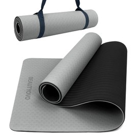 Yoga Mat with Strap, 1/3 Inch Extra Thick Yoga Mat Double-sided Non Slip, Professional TPE Yoga Mats for Women Men, Workout Mat for Yoga, Pilates and Floor Exercises