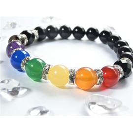 Kanoishi [7 Colors of Evil Awkward, Call for Seven Good Lucks!] Amethyst, Carnelian, Aragonite, Smoky Quartz, Red, Blue, Green, Agate, Power Stone Bracelet, Unisex, Natural Stone, Crystal for