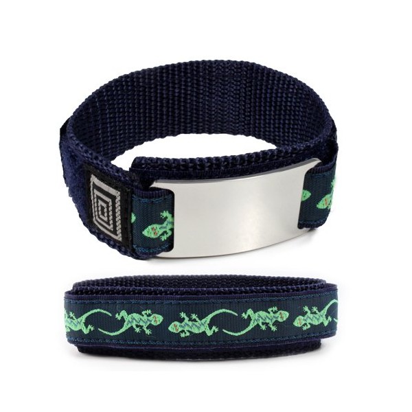 Insect STINGS Allergy Sport Medical ID Alert Bracelet with Lizard Adjustable Wristband (Hooks and Loops).