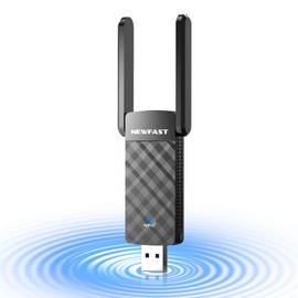 NEWFAST 1800 Mbit/s WLAN Stick for PC, Powerful WiFi Adapter with 2 x 5 dBi High Gain Antennas, Dual-Band (5GHz/2.4GHz) WLAN Stick丨USB 3.0丨WPA3 Encryption | MU-MIMO | WLAN Adapter Only for Windows 11