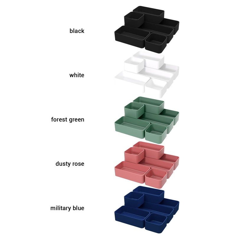 6 Piece Stackable Plastic Organizer Drawers Set, Multifunctional Stackable Storage
