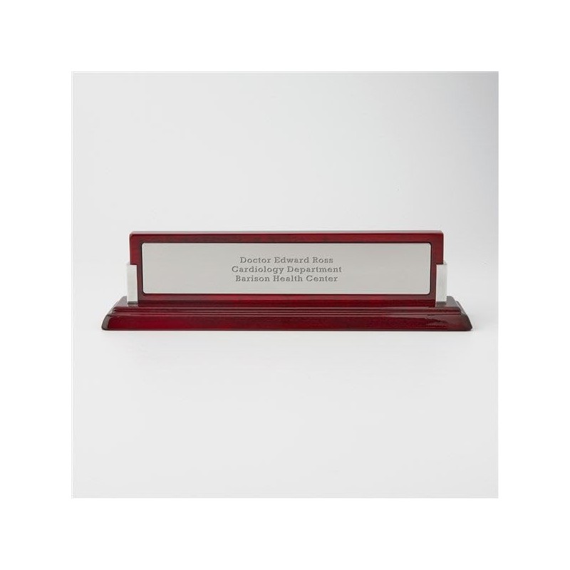 Things Remembered Engraved Gloss Mahogany and Silver Name Plate (Free