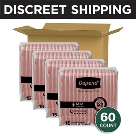 Depend Night Defense Adult Diapers, Incontinence & Postpartum Bladder Leak Underwear for Women, Disposable, Overnight, Medium, Blush, 60 Count (4 Packs of 15), Packaging May Vary