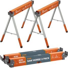 BORA Workhorse XT Adjustable Saw Horses 2 Pack Folding Heavy Duty Sawhorse with Adjustable Legs (2700 lbs Capacity)