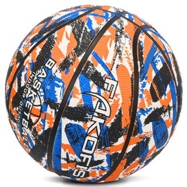 FAKOFIS Basketball, size 5, children's basketball size 3, outdoor indoor street basketball, arena training adults, camouflage colour, orange, black, 3.