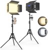 Unicucp 2 Pack LED Video Lighting Kits with Barndoor, Studio
