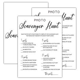 Photo Scavenger Hunt Bridal Shower Games, Minimalist Engagement Party Game Cards, Bachelorette Party Games, Aesthetic Bridal Shower Decorations, 25 Cards(white005)