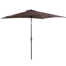 9'x7' Solar Powered Patio Umbrella with LED Lights