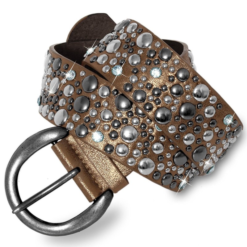 Caspar GU248 Women's Wide Belt Waist Belt with Rivets and