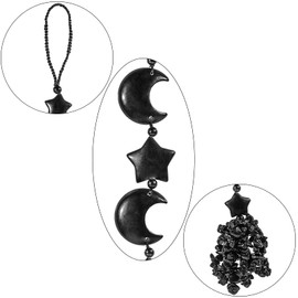 KYEYGWO Obsidian Reiki Healing Crystal Moon Hanging Decoration with Tumbled Stone, Stone Star Window Decoration, Gemstone Hanging, Handmade Wall Hanging Ornament for Home, Window, Wedding