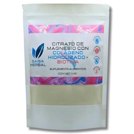 Colageno Hidolizado + Citrato de Magnesio + Biotina Bolsa con 1 Kg calidad premium.