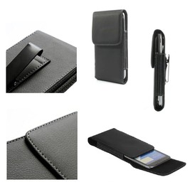 DFV mobile - Leather Flip Belt Clip Metal Case Holster Vertical für Walton Primo RX7 (2019) - Black