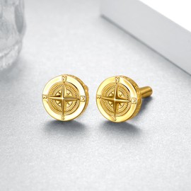 Compass Cuff Links Mens S925 Sterling Silver Gold Cufflinks for Men Wedding Father's Day Jewelry Gifts for Men Women