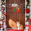 Meowy Christmas Wood Sign Merry Christmas Wall Hanging for Front