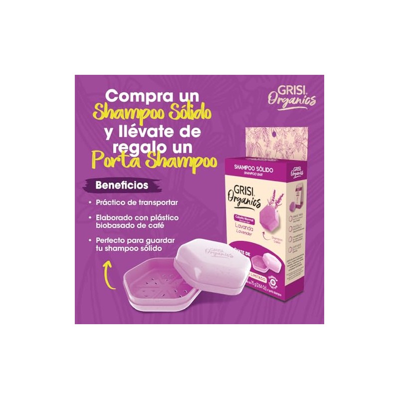 Shampoo Sólido de Lavanda para Cabello Normal, 75gr