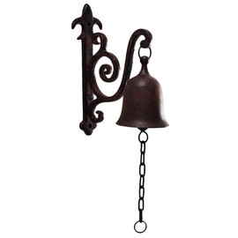 DECONOOR Vintage Cast Iron Dinner Bell as Entry Door Bell, Outside Hanging Decor or Indoor Decoration Wall Antique Farm and Front Gate Bell, Brown