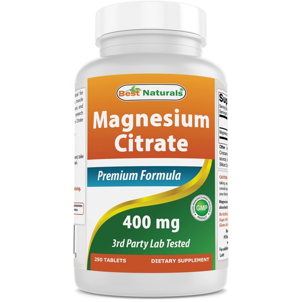 Best Naturals Magnesium Citrate (Citrato de Magnesio) 400mg 250 Tablets (400 mg of Elemental Magnesium per 2 Tablets) (1)