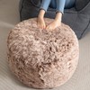HIGOGOGO Round Stuffed Pouf Ottoman, Long Faux Fur Poufs with