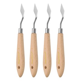 HARFINGTON 4pcs 1# Painting Palette Knife Pointy Stainless Steel Art Spatula Painting Pallet Knives Scrapers Tools with Plastic Handle for Acrylic Oil Canvas Mixing Spreading