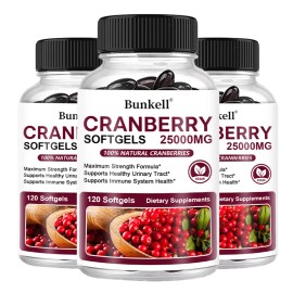 Bunkell Cranberry Capsules 25000MG--Suppo - 120 Capsules x3