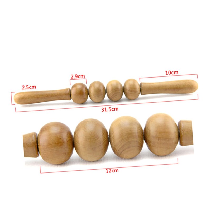 Baluue Wooden Muscle Massager Stick Full-body Massage Roller for Muscle