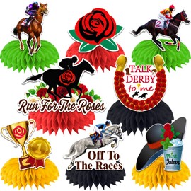 8 Pcs Kentucky Party Supplies Honeycomb Centerpieces, Kentucky Decorations for Table, Horse Racing Party Decorations 3d Double Side Honeycomb Decorations, Derby Decorations