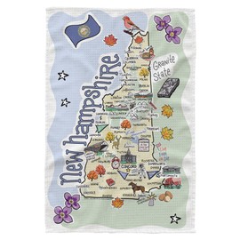 Fish Kiss® 16"x24" New Hampshire Map Dish Towel is of 100% Microfiber Waffle Weave Making it Super Absorbent, Soft & Machine Washable - Map Kitchen Towel,Map Dish Cloth is Multi Purpose
