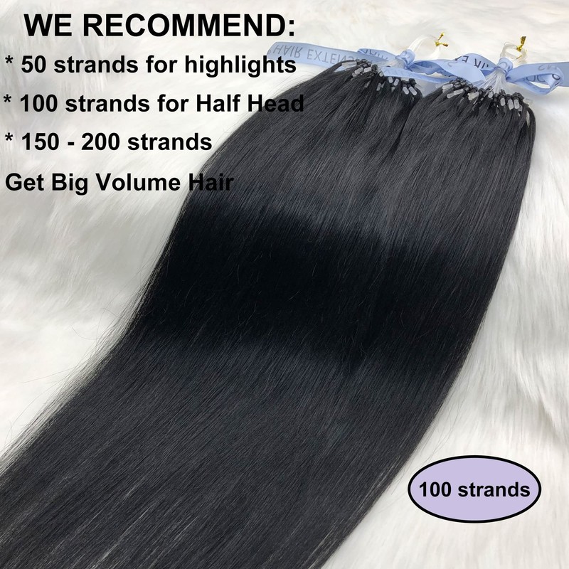 GOOFIT Hair Extensions Micro Loop Human Hair Extensions Remy Hair