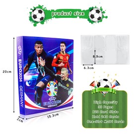 Scrapbook with Football Cards Scrapbook, 240 Pieces Capacity, Trading Card Books, Cards Album Folder Card Holder Card Sleeves, Trading Cards Album for Various Standard Size Cards (Blue)